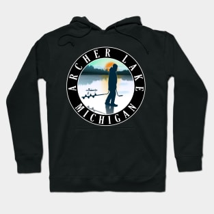 Archer Lake Ice Fishing Michigan Sunset Hoodie